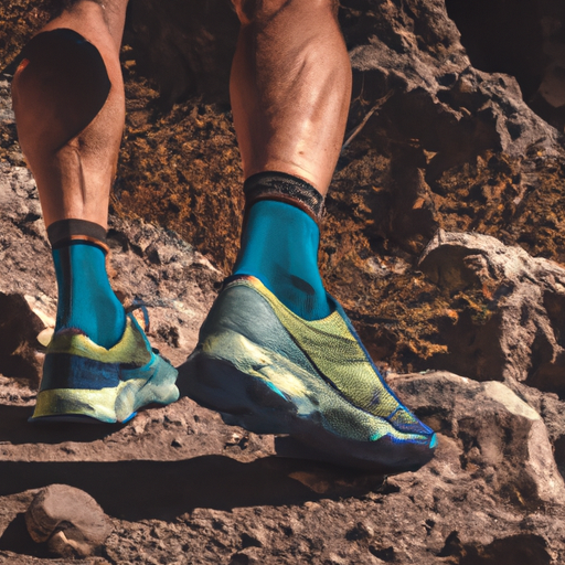 תמונה של רץ נועל נעלי הוקה על שביל סלעי, מדגיש את הרבגוניות שלהם